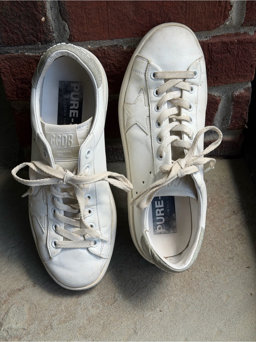 Golden Goose Pure Star White Leather Low-Top Sneakers